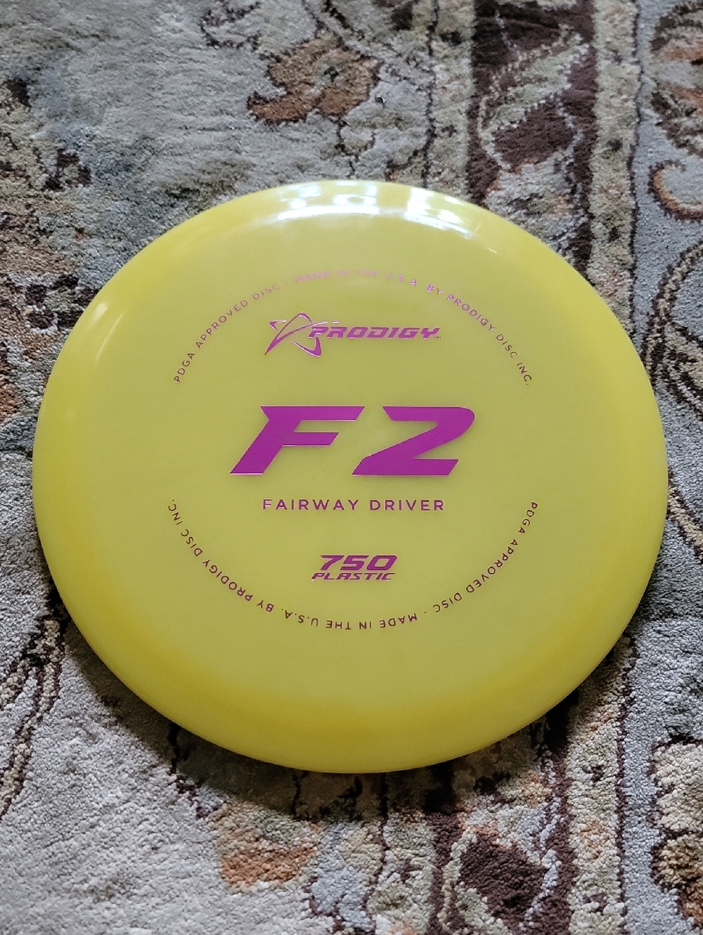 NEW Prodigy F2 Fairway Driver 750 PLASTIC Yellow with Pink Stamp 175 Grams